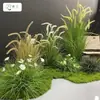Decoración de Caña Artificial y Hierba de Cola de Perro Planta Verde Arreglo para Interiores del Hogar Césped Floral Paisajismo Césped de Cebolla Artificial Lirio de los Valles
