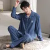 Pijama Masculino Outono e Inverno, Manga Longa e Calça Longa, Espessado e Quente, Sensação de Alto Padrão, Conjunto de Duas Peças Loungewear Plus Size