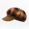 Sombrero Octagonal de Lana a Cuadros Empalmado de Gama Alta para Otoño e Invierno, Elegante para Exteriores, Que Muestra la Cara, Sombrero Boina Pequeña Fragante