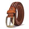 Cinturón Tejido a Mano Piel Genuina Cuero de Vaca para Hombre Retro Casual Hebilla de Pin Hueco Cinturón para Mujer Fabricante Directo Venta al por Mayor