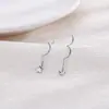 Silver House Pendientes de Hilo para Oreja de Plata S925 Estrella Luna Espiral con Borla Simple y Lujosa Estilo Coreano de Alta Gama