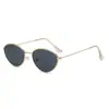 Gafas de sol metálicas ovaladas tipo ojo de gato para mujer, gafas de sol de moda de alta gama europeas y americanas, gafas de sol protectoras solares personalizadas estilo coreano para hombre, transfronterizas
