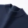 Suéter de cachemira para hombre con cuello semialto de doble capa, lujo ligero y cálido, nuevo tejido de punto para hombre otoño e invierno 2026, suéter de punto holgado para negocios