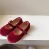 Zapatos de boda Mary Jane estilo Chanel pequeños, zapatos de terciopelo para niños, zapatos sencillos para niñas, zapatos de bebé de punta poco profunda, zapatos de abuela, zapatos Hanfu