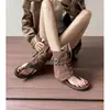 Sandalias Romanas de Mujer Modernas y Únicas 2026 Verano Nuevo Estilo Botines de Cuerda Tejida con Clip para Dedo del Pie y Aumento Oculto de Altura
