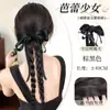 Peruca Feminina com Presilha de Garra, Laço, Fitas, Rabo de Cavalo, Cabelo Trançado, Presilha de Cabelo Trança Torcida, Rabo de Cavalo na Parte de Trás da Cabeça