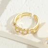 Anillo de dedo de lujo con diseño geométrico de circonita y perla, muy popular entre las mujeres, estilo elegante, nuevo, de celebridades de Internet, joyería de lujo para mujeres.