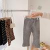 Pantalones Acampanados para Niña 2026 Verano Nuevo Estilo Coreano Delgados Modernos Pantalones para Niños Casuales a Cuadros Pantalones de Moda para Niñas