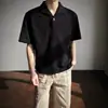 Nova camiseta polo texturizada da moda de manga curta para homens, estilo summer cleanfit vintage old money