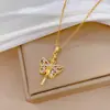 [Aço titânio] Colar de diamantes borboleta elfo luz luxo elegante lindo feminino Net vermelho all-match clavícula corrente titânio aço