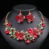 Set de Collar y Pendientes Florales Incrustados con Diamantes Retro Europeo y Americano, Accesorios Exagerados para Vestido de Novia, Joyería Más Vendida Transfronteriza