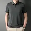 TikTok Mesmo Estilo Verão Novo Camiseta de Manga Curta de Seda Gelada Masculina Jovem e de Meia-idade Camiseta de Manga Curta Camisa Polo de Meia-manga