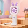 Mini Ventilador de Orelha de Coelho de Desenho Animado Modelo Novo 2026 com Base de Suporte, Carregamento USB, Ventilador Portátil de Resfriamento de Três Velocidades