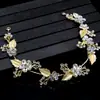 Joyería transfronteriza de eBay, tocado de cadena suave para novia, boda, oro, plata, árbol, hoja, diamante, flor, accesorios para el cabello