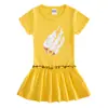 2023 nuevo verano estilo coreano ropa infantil vestido de manga corta algodón bebé orejas de madera plisado estilo occidental falda fina
