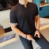 Camiseta de Manga Corta para Hombre Verano Nueva Moda Versátil Casual Manga Media Trendy Slim Manga Corta