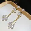 Pendientes de Borla de Perla con Forma de Gota de Agua y Aguja de Plata, Pendientes de Estilo Nicho de Moda Retro, Pendientes de Lujo Ligero de Gama Alta para Mujer