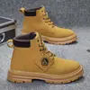 Botas Martin masculinas estilo britânico de cano médio para trabalho botas de cano alto de couro outono e inverno botas curtas botas masculinas de couro de cano médio