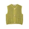 Estilo Europeu e Americano 2024 Outono Novo Roupas Femininas Solto Casual Sem Mangas Decote V Cardigan Curto Tricotado Top Atacado