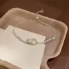 Pulseira Ajustável Redonda com Nó de Zircônia Leve Luxo Alta Qualidade Fashionável Simples Design Sense Nicho Joia de Mão Feminina