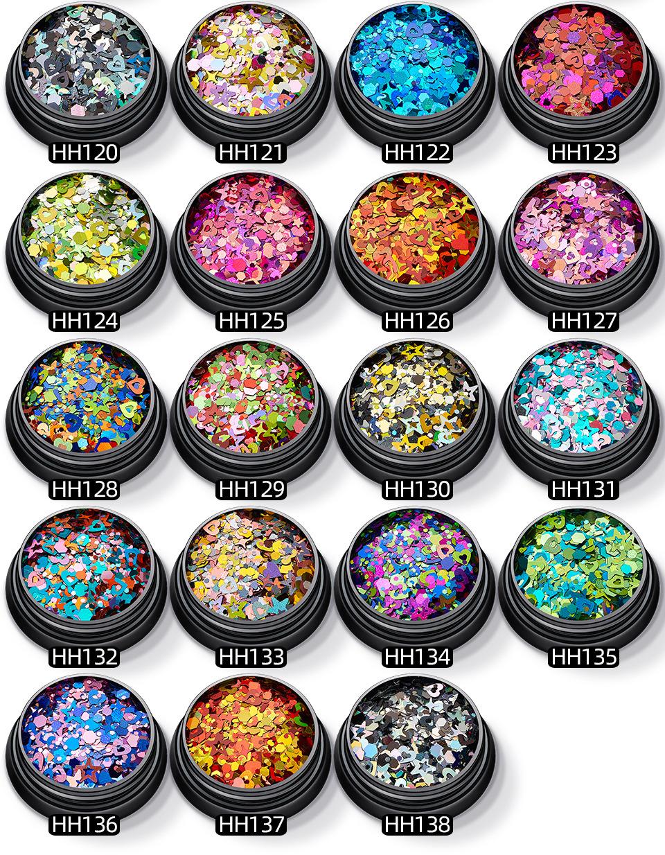 1+2+3混合亮片+4mm四角星+5mm空心桃心+6mm空心