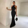 Moda Verão Nova Transfronteiriça Feminina Europeia e Americana Moda Amazon Sexy Saia Longa Estilo Halter Justa Vestido Saia de Um Passo