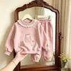 Conjunto Infantil Comércio Exterior Estilo Coreano Moda Primavera e Outono Blusa Manga Longa Moletom Solto Calças Jogger Conjunto Elegante de Duas Peças Atacado