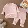 Conjunto Outono e Inverno Bebê Quente Conjunto Separado Roupa Íntima Bebê Crianças Roupas de Boneca Meninos e Meninas Espessado Mais Veludo Roupas Quentes