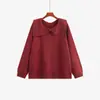 Suéter Juvenil Feminino Plus Size com Gola Laço Doce Outono/Inverno 2026 Malha Elegante Solta para Mulheres Cheinhas 23261