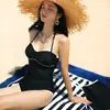 Traje de Baño Conservador de Nuevo Estilo Cubre Vientre Adelgazante Sexy Traje de Baño sin Espalda para Mujer Pecho Pequeño con Realce