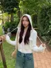 Cardigan com Capuz e Zíper 100% Lã de Seda Feminino Cor Sólida Tricô Casual Top de Lã Solto
