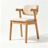 Silla con Forma de Z de Madera Maciza Silla de Comedor con Reposabrazos Tapizados Suaves para el Hogar Nórdico Color Nogal Respaldo Simple Moderno Mesa y Silla para Comedor