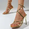 Sandalias de Mujer de Tacón Alto 2026 Verano de Una Correa de Tira Cruzada Tacón de Aguja Sexy Modelo Nuevo Sandalias para Mujer Uso Exterior de Verano
