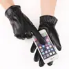 Nuevos guantes de otoño e invierno para hombre, para montar al aire libre, de cuero PU, calentamanos, con felpa, de canalé de tres líneas y tres vías, compatibles con pantalla táctil
