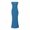 Vestido Estilo Vacaciones para Mujer, Elegante Vestido de Cumpleaños, Satén Pesado, Vestido Strapless Puro y Sexy con Ceñido a la Cintura y Falda Larga que Abraza las Caderas