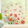Tulipán Mariposa Primavera Decorativos Calcomanías de PVC N1923 Transfronterizo Sala de Estar Ventana Decorativos Calcomanías de Pared Venta al por Mayor