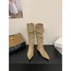 Botas de Mujer Estilo Retro Coreano Puntiagudas Hasta la Rodilla Fruncidas 2026 Otoño/Invierno Nueva Llegada Gamuza Elegantes Botas Altas por Encima de la Rodilla