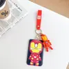 Marvel Spider-Man Capitán América llavero cubierta de tarjeta tarjeta de comida tarjeta de metro tarjeta de autobús tarjeta de acceso cordón colgante de bolsa