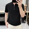 Nova Camisa Polo Masculina de Verão 2026, Gola Alta com Zíper, Manga Curta, Camiseta Slim-Fit de Verão para Negócios