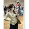 Roupa de primavera: Suéter de tricô doce e delicado estilo francês com gola V, babados de renda, blusa de manga comprida