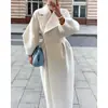 Colección de otoño/invierno nueva transfronteriza OZON Europea y Americana: abrigo de lana largo tipo sobretodo, con cuello grande y mangas tipo linterna, estilo retro de corte