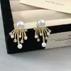 Brincos de Pérola em Formato de Fogos de Artifício Micro-Pavimentados com Zircônia Brincos de Agulha Prateada Femininos Duas Formas de Usar Populares Leve Luxo Brincos de Alta Qualidade Venda por Atacado