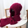 Conjunto de Chapéu de Neve e Cachecol Estilo B, Chapéu Espesso para Outono e Inverno, Chapéu de Lã Tricotado para Mulheres, Chapéu Quente, Chapéu de Lã com Forro de Fleece à Prova de Frio