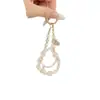 [Cristal Rosa Translúcido] Cadena Original Elegante Transparente y Versátil de Cuentas para Teléfono Móvil, Colgante Brillante para Teléfono Móvil, Colgante de Nicho