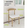 Cadeira de Jantar Minimalista Nórdica com Encosto, Banqueta para Sala de Estudo, Cadeira de Mesa para Estudantes, Uso Doméstico no Quarto, Cadeira Chifre de Ferro Forjado com Acabamento Imitação de Madeira