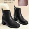 [Liquidación] Botines Cortos de Mamá Zapatos de Mujer Estilo Otoño e Invierno Piel Genuina Para Mujeres de Mediana Edad Tacón Medio Cálidos Forrados de Borrego Antideslizantes Zapatos de Piel para Mujer