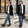 Botines Chelsea de cuero de moda estilo coreano para el trabajo Invierno 2026 tacón de bloque bajo cremallera trasera puntera cuadrada versátil piel genuina botines cortos para mujer