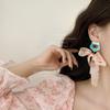 Pendientes largos estilo japonés con lazo grande y lazo con lazo de cinta melocotón de color mágico de acrílico de Dongju
