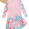 Traje de baño para niñas Falda dividida Dos piezas Cubre abdomen Delgado Empalme de color Niños medianos y grandes Casual Dibujos animados Bañador para aguas termales