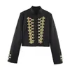 Blazer feminino curto estilo europeu e americano outono 2026 com detalhe de nó 83178 cor da foto marca manga longa